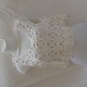 Sleeveless Cream Crochet Crop Top